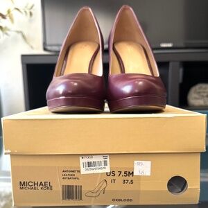 MICHAEL Michael Kors Leather ‘ANTOINETTE’ Platform Heels - OXBLOOD/7.5